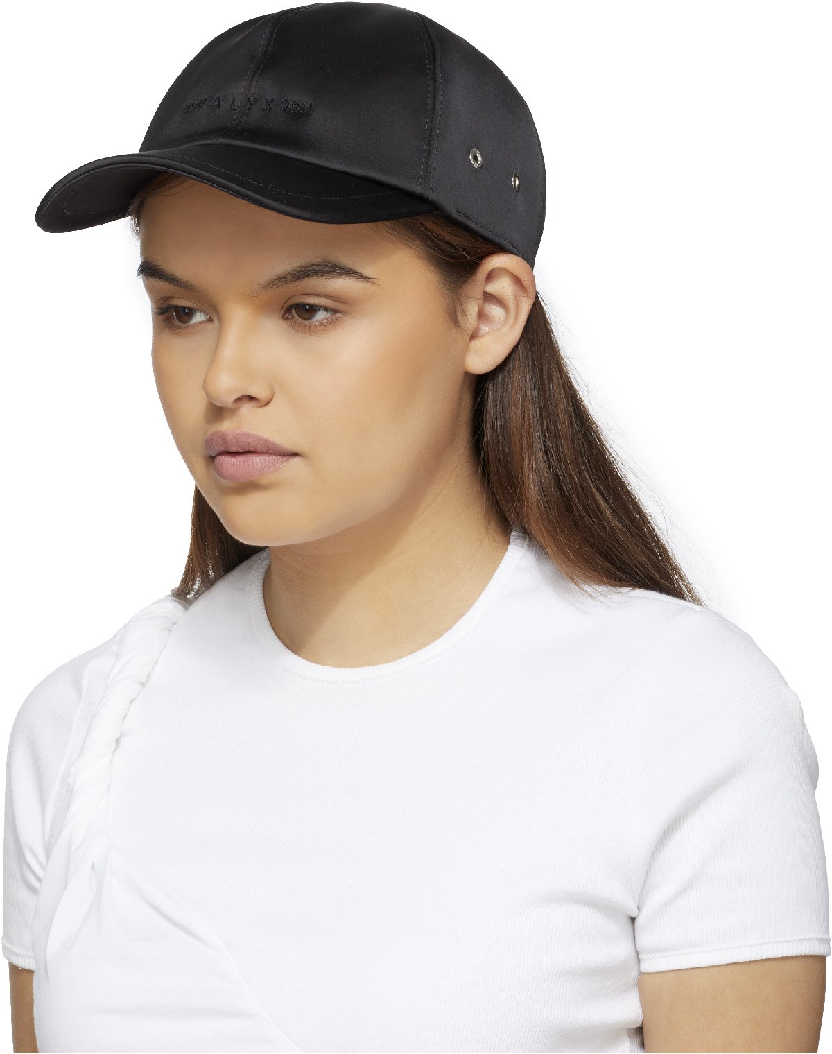 1017 ALYX 9SM: Noir Casquette Logo en Satin Noir - 2