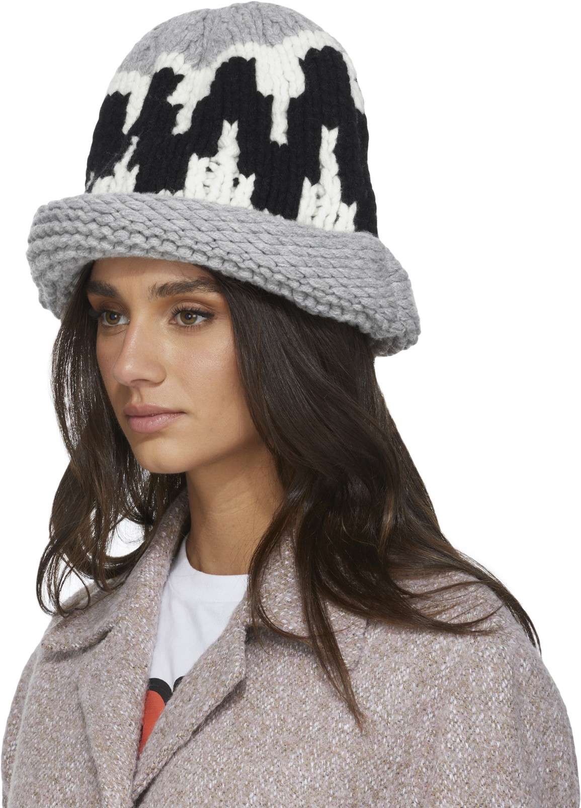 Kenzo: Grey Geometric Wool Beanie - 2