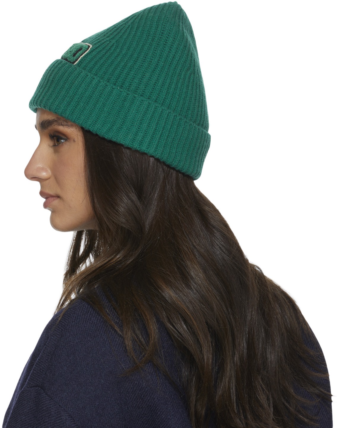 Kenzo: Vert Bonnet en Laine College Patch Vert - 3