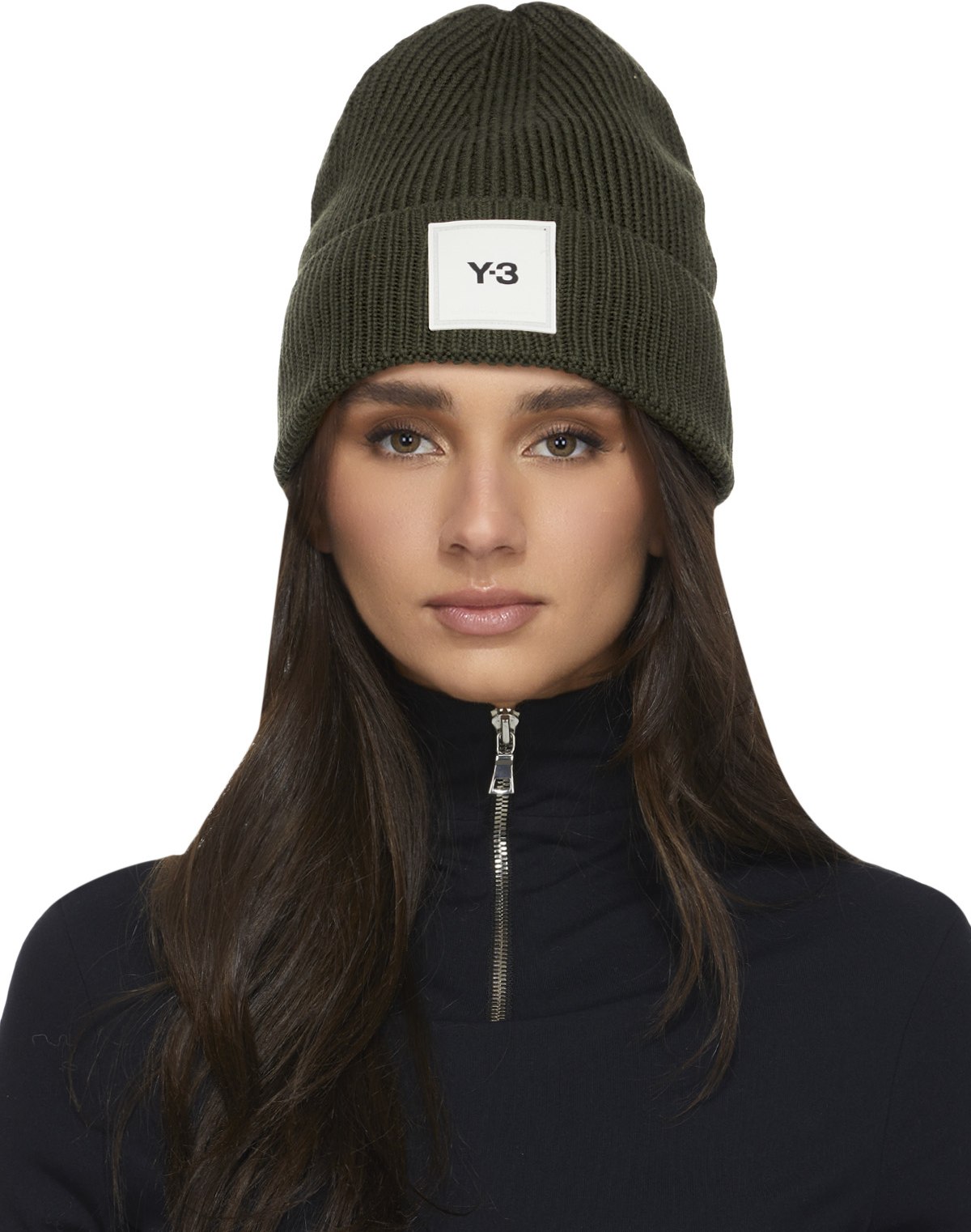 Y-3: Green Classic Beanie - 1