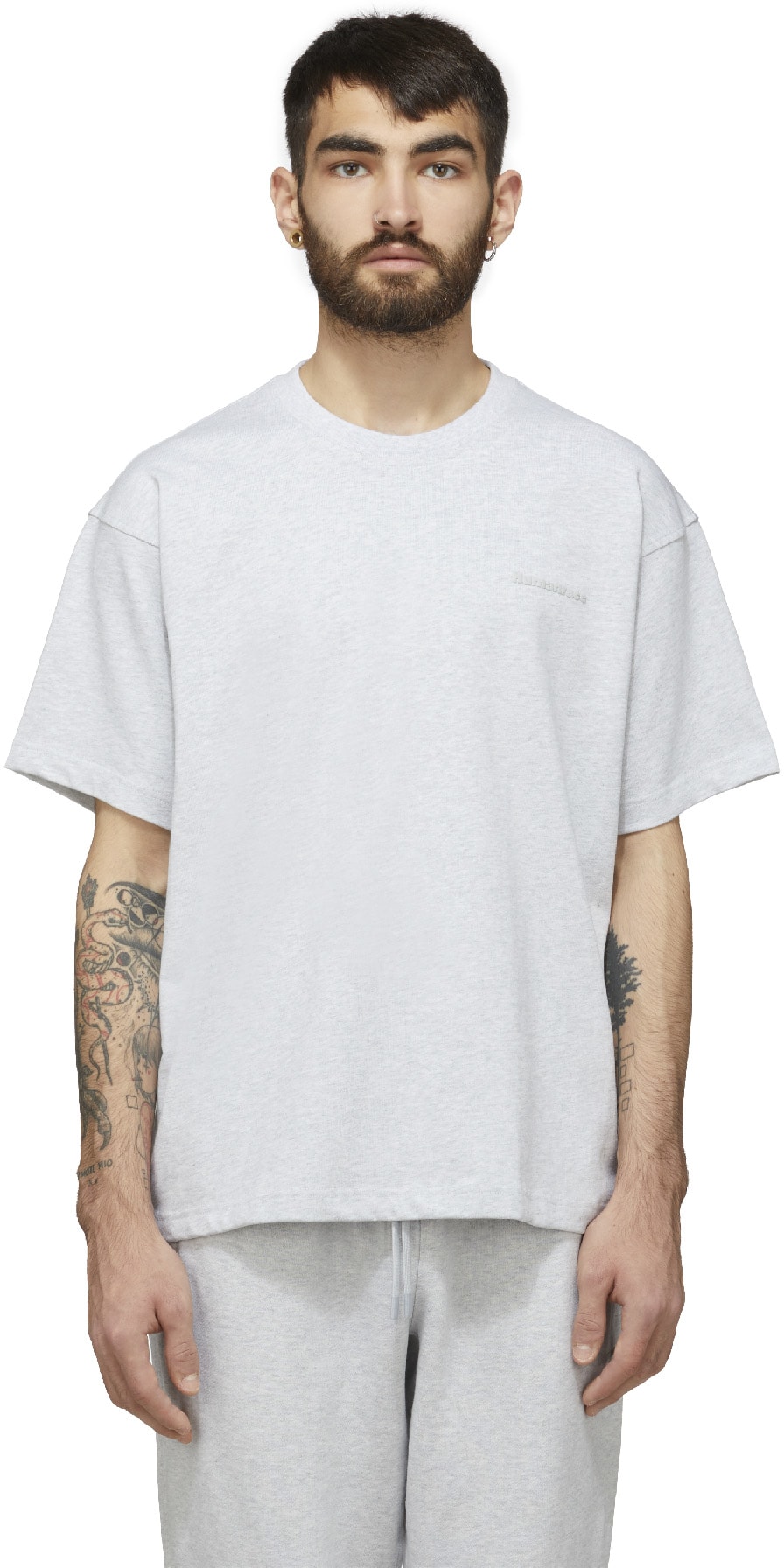 adidas Originals x Pharrell Williams: Grey Pharrell Williams Basics T-Shirt - 1