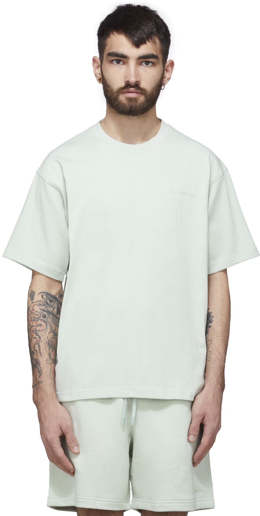 adidas Originals x Pharrell Williams: Green Pharrell Williams Basics T-Shirt - 1