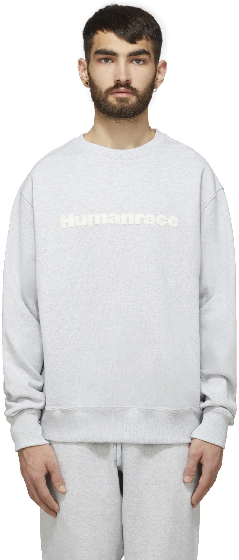 adidas Originals x Pharrell Williams: Grey Pharrell Williams Basics Crew Sweater - 1