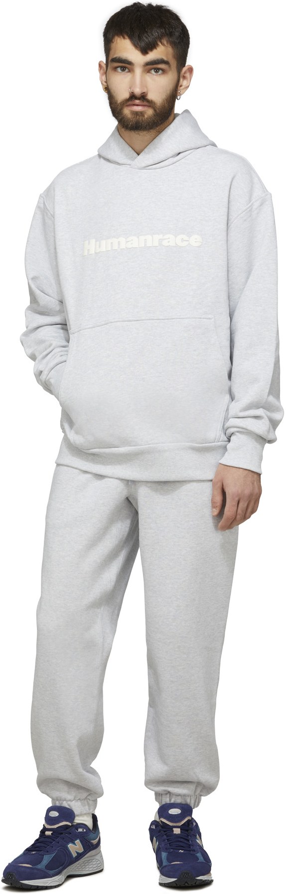 adidas Originals x Pharrell Williams: Grey Pharrell Williams Basics Hoodie - 4