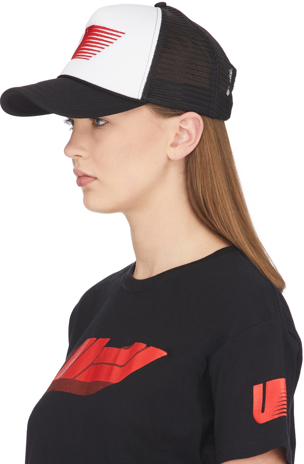 influenceu: Black U Racer Logo Trucker Cap - 2