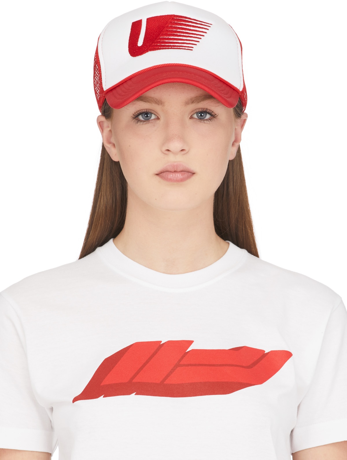 influenceu: Red U Racer Logo Trucker Cap - 1