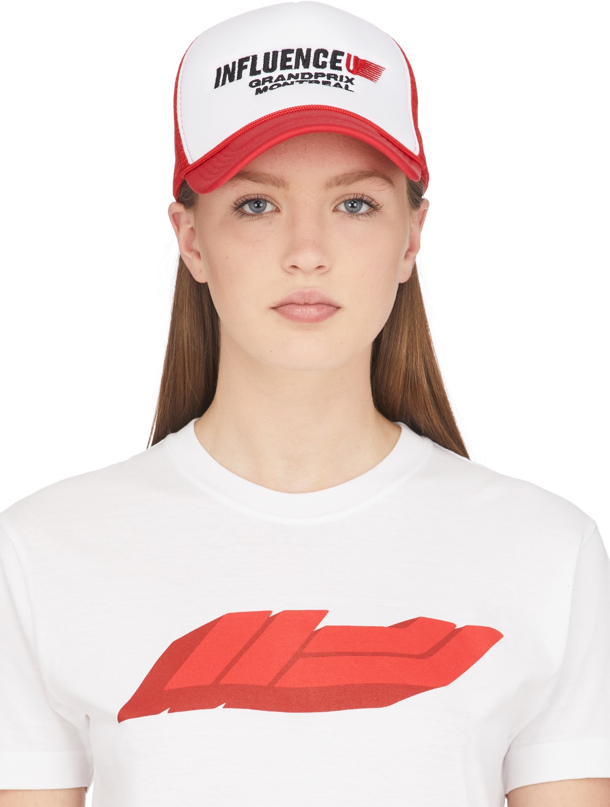 influenceu: Red Grand Prix Logo Trucker Cap - 1