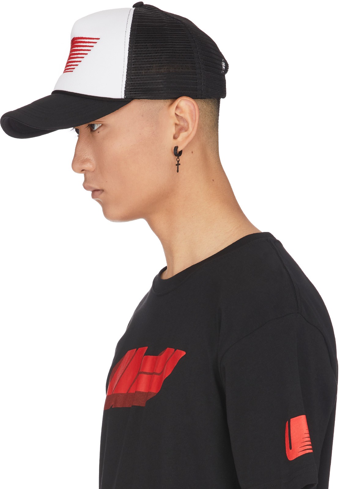 influenceu: Black U Racer Logo Trucker Cap - 2