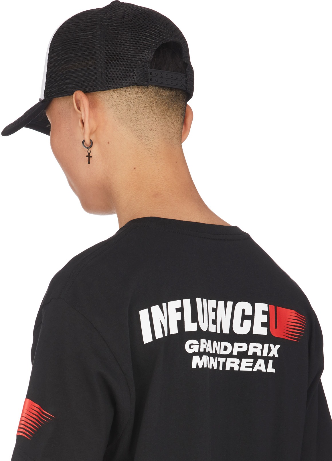 influenceu: Black U Racer Logo Trucker Cap - 3