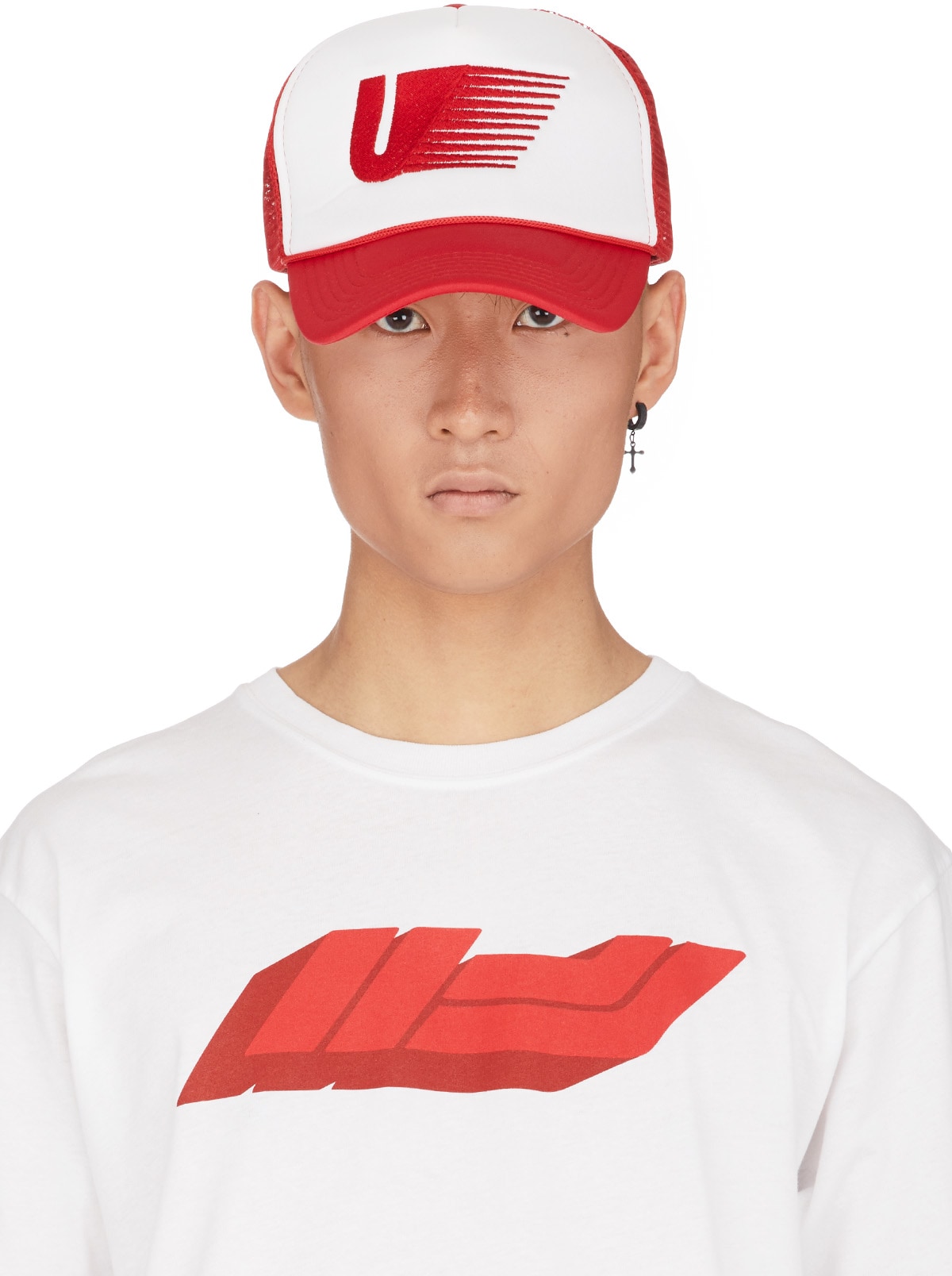 influenceu: Red U Racer Logo Trucker Cap - 1