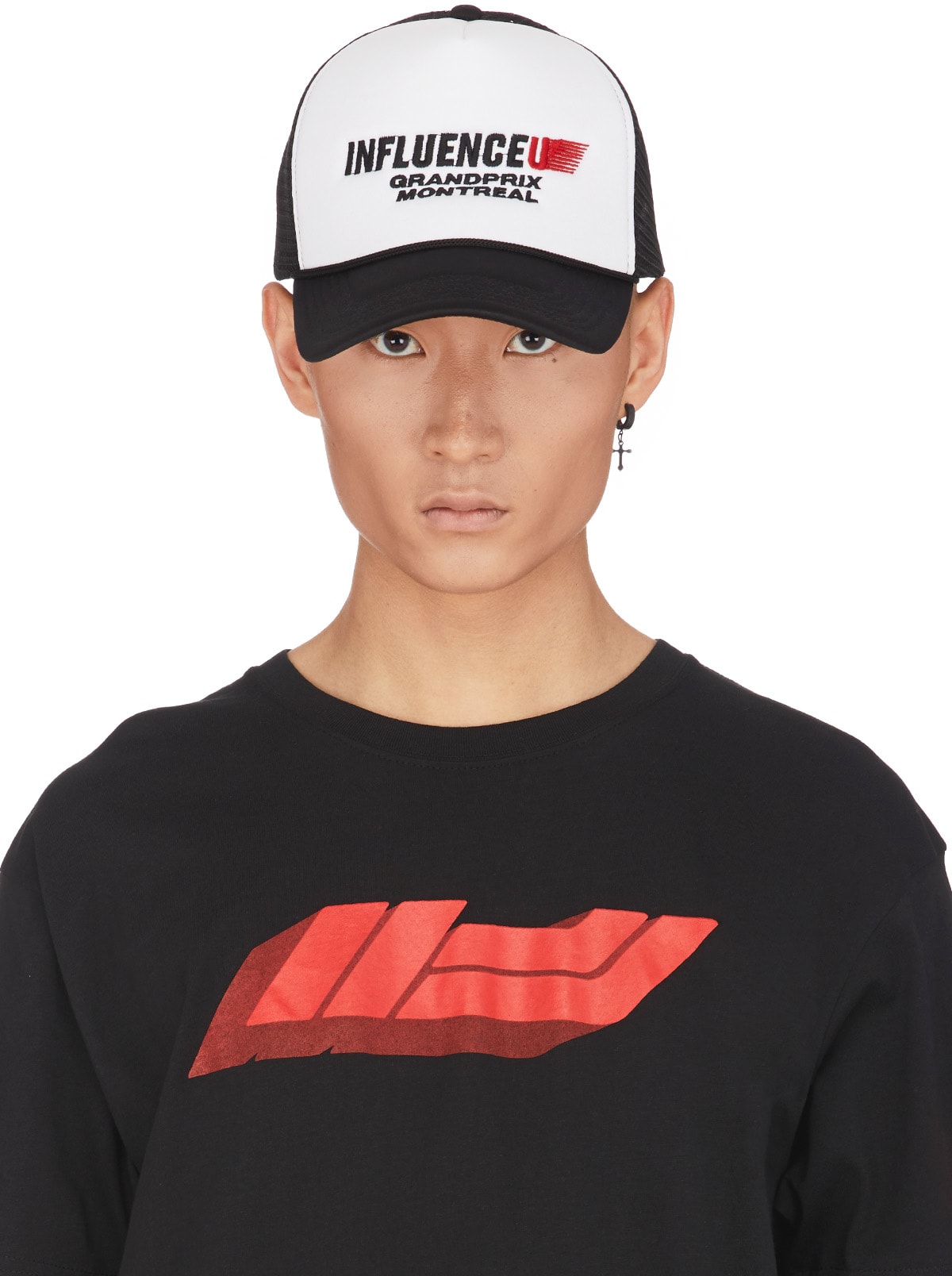 influenceu: Black Grand Prix Logo Trucker Cap - 1