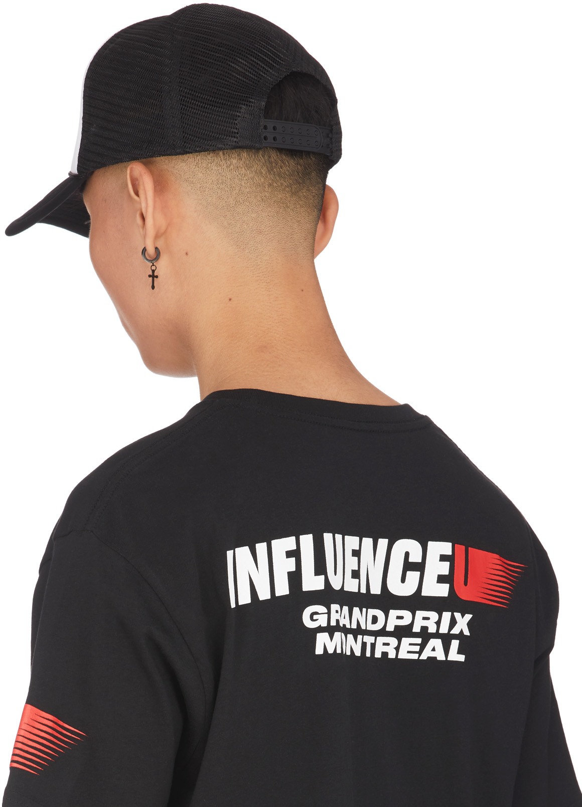 influenceu: Black Grand Prix Logo Trucker Cap - 3