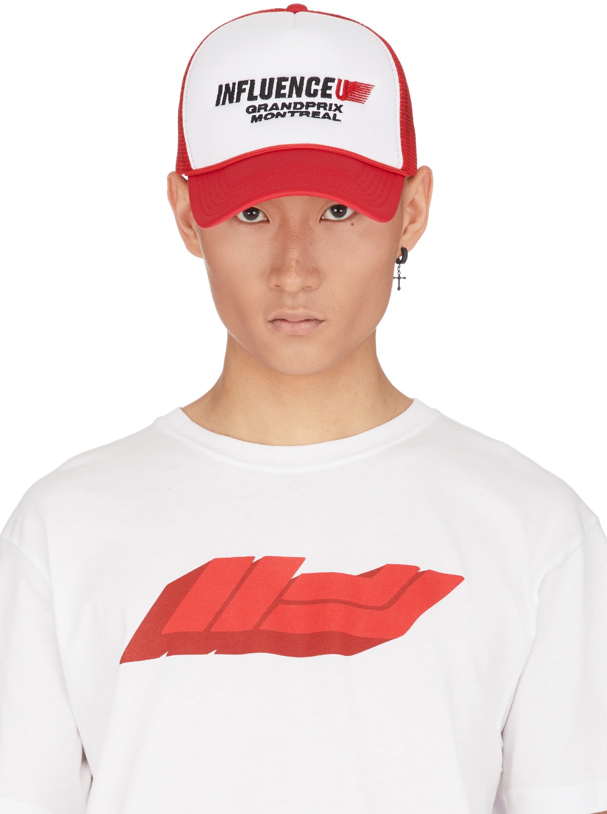 influenceu: Red Grand Prix Logo Trucker Cap - 1