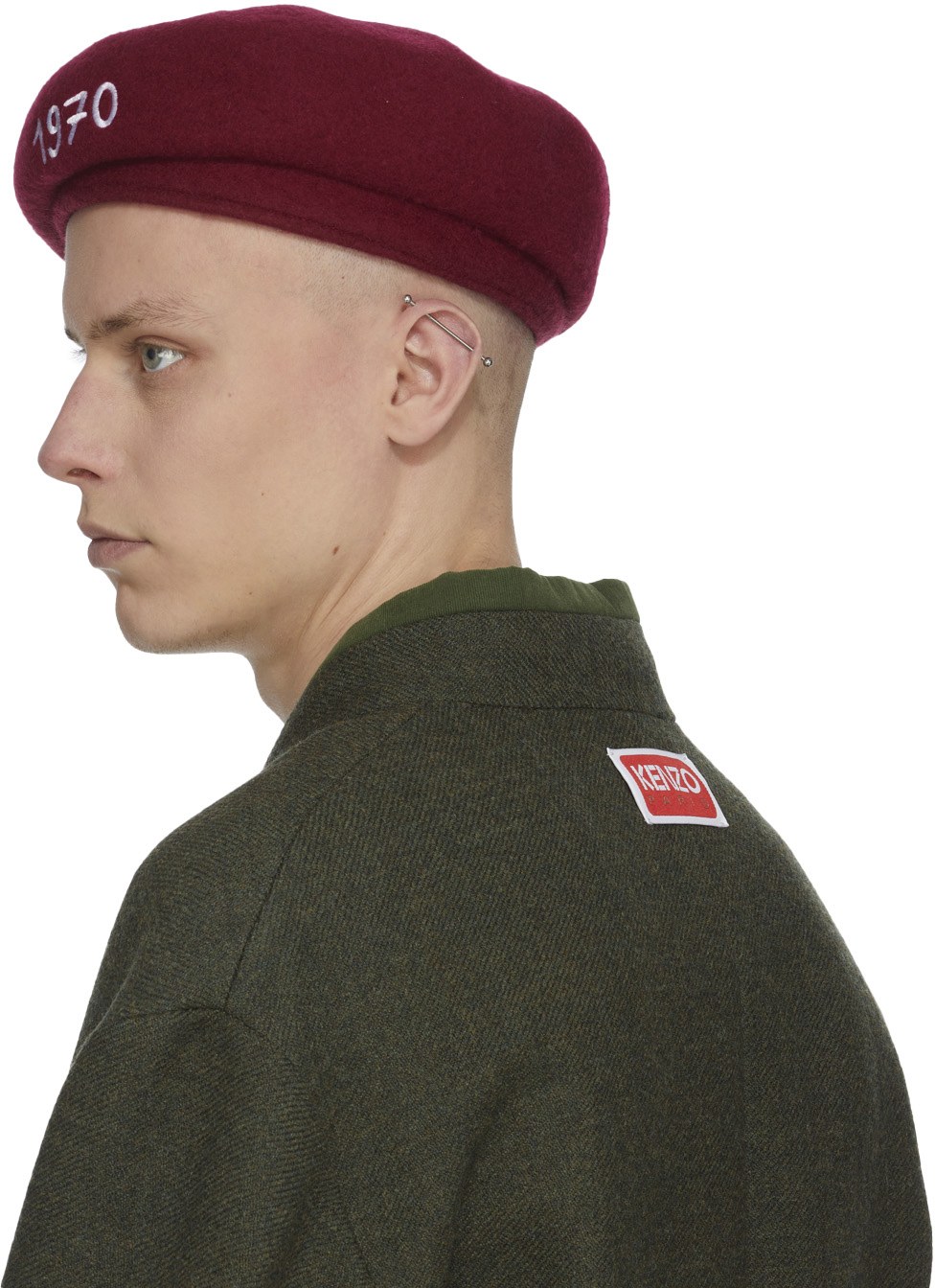 Kenzo: Red 'Souvenir' Woollen Beret - 3