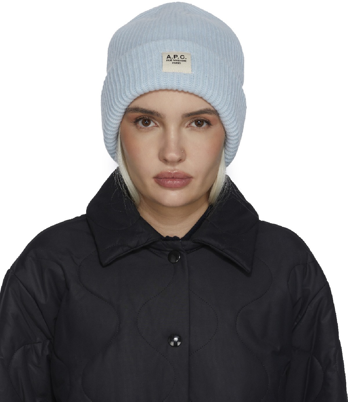 A.P.C.: Blue James Knit Beanie - 1