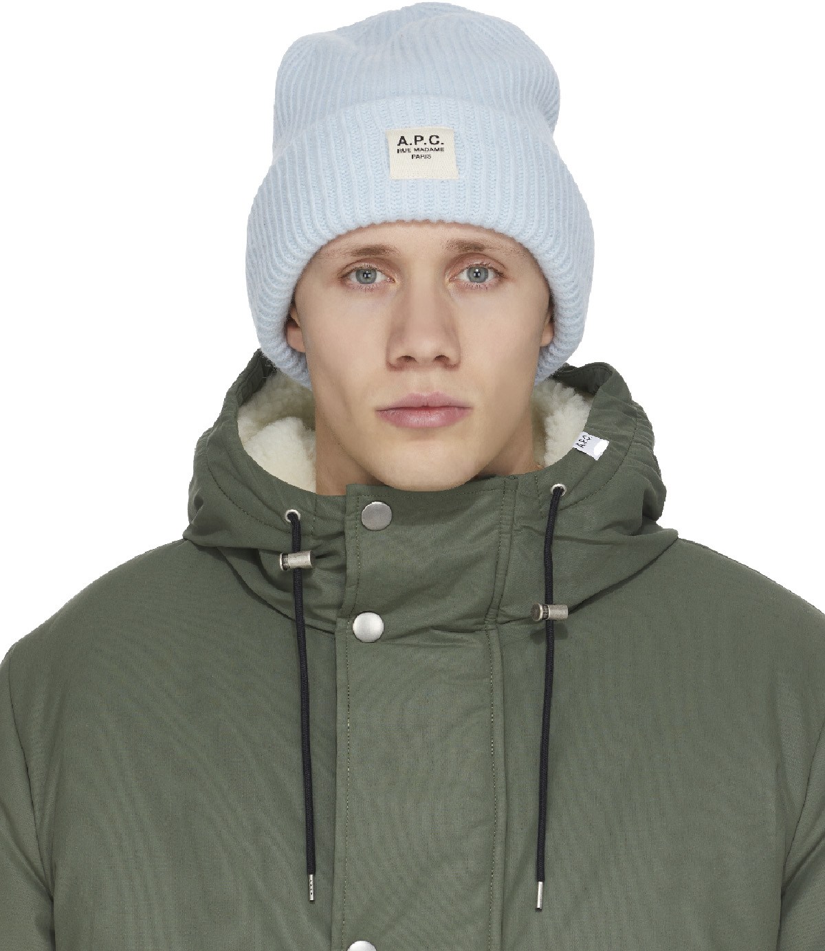 A.P.C.: Blue James Knit Beanie - 1