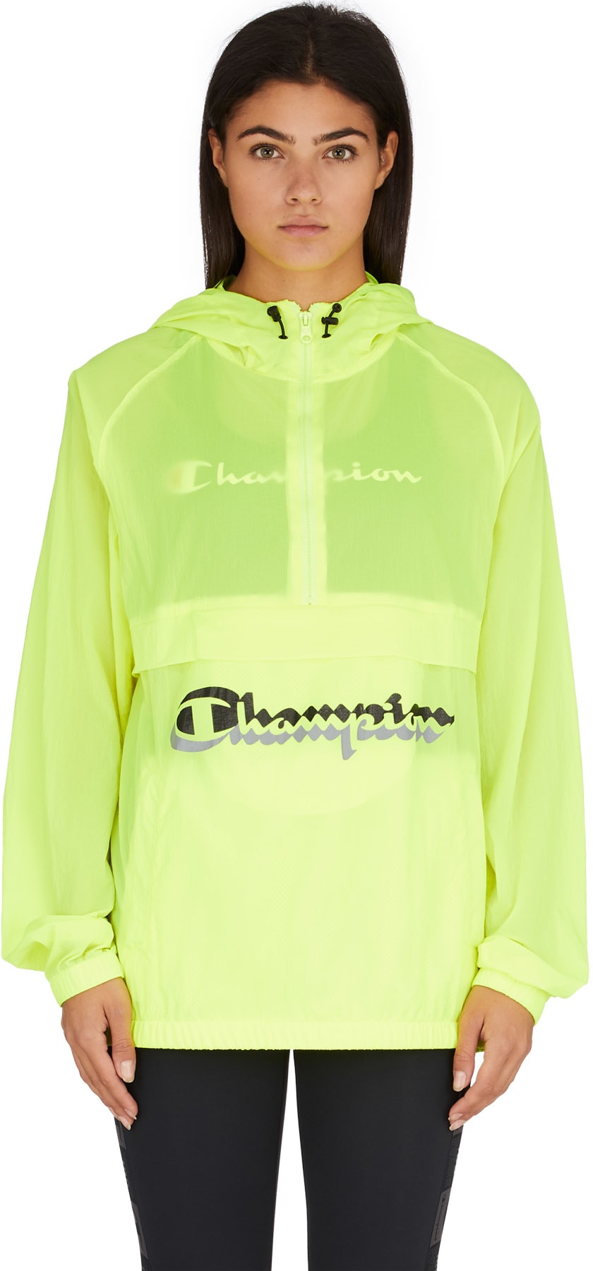 Champion: Green Abstract Shadow Script Anorak - 1