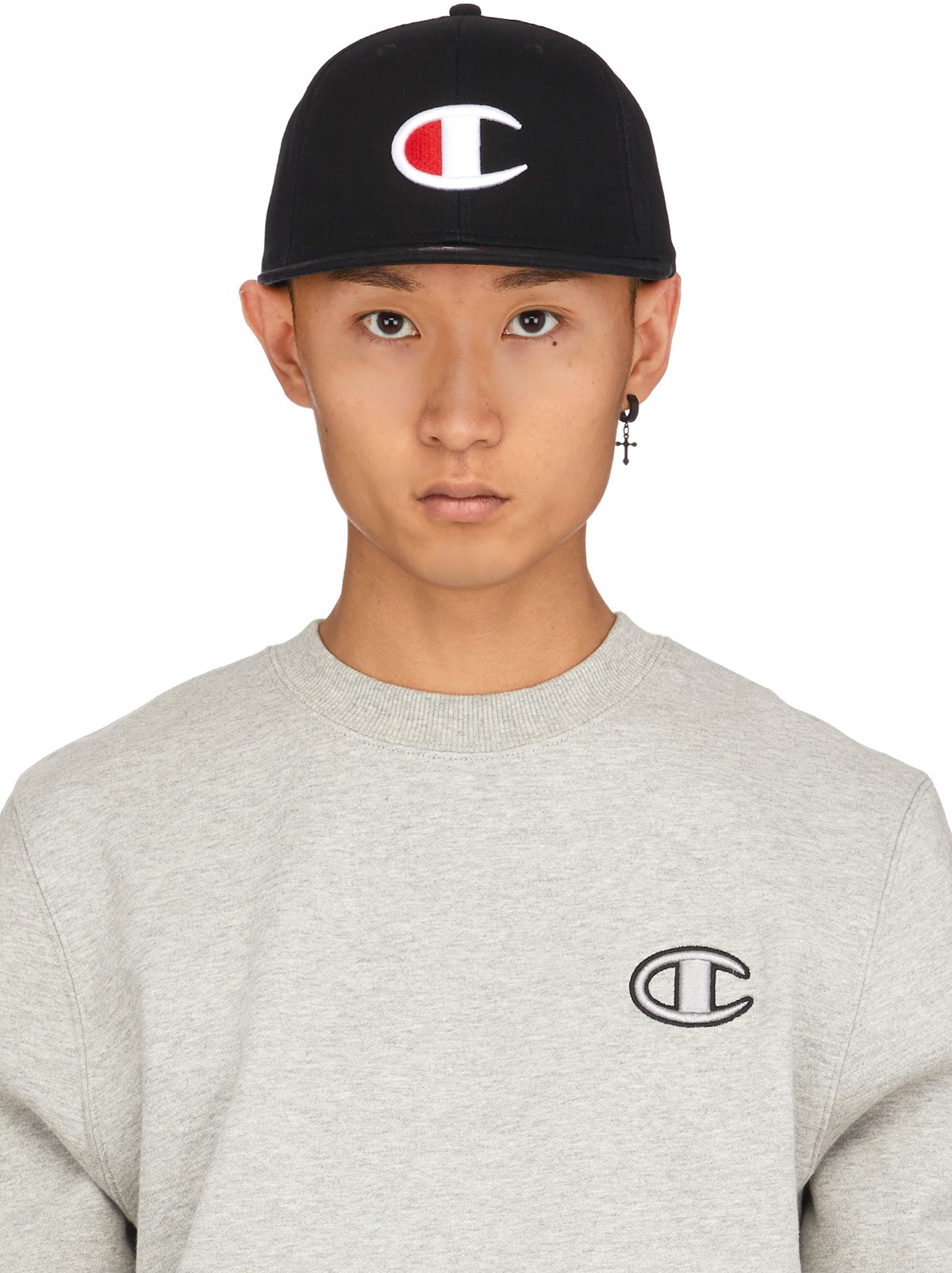 Champion: Black Classic Twill Big C Baseball Cap - 1