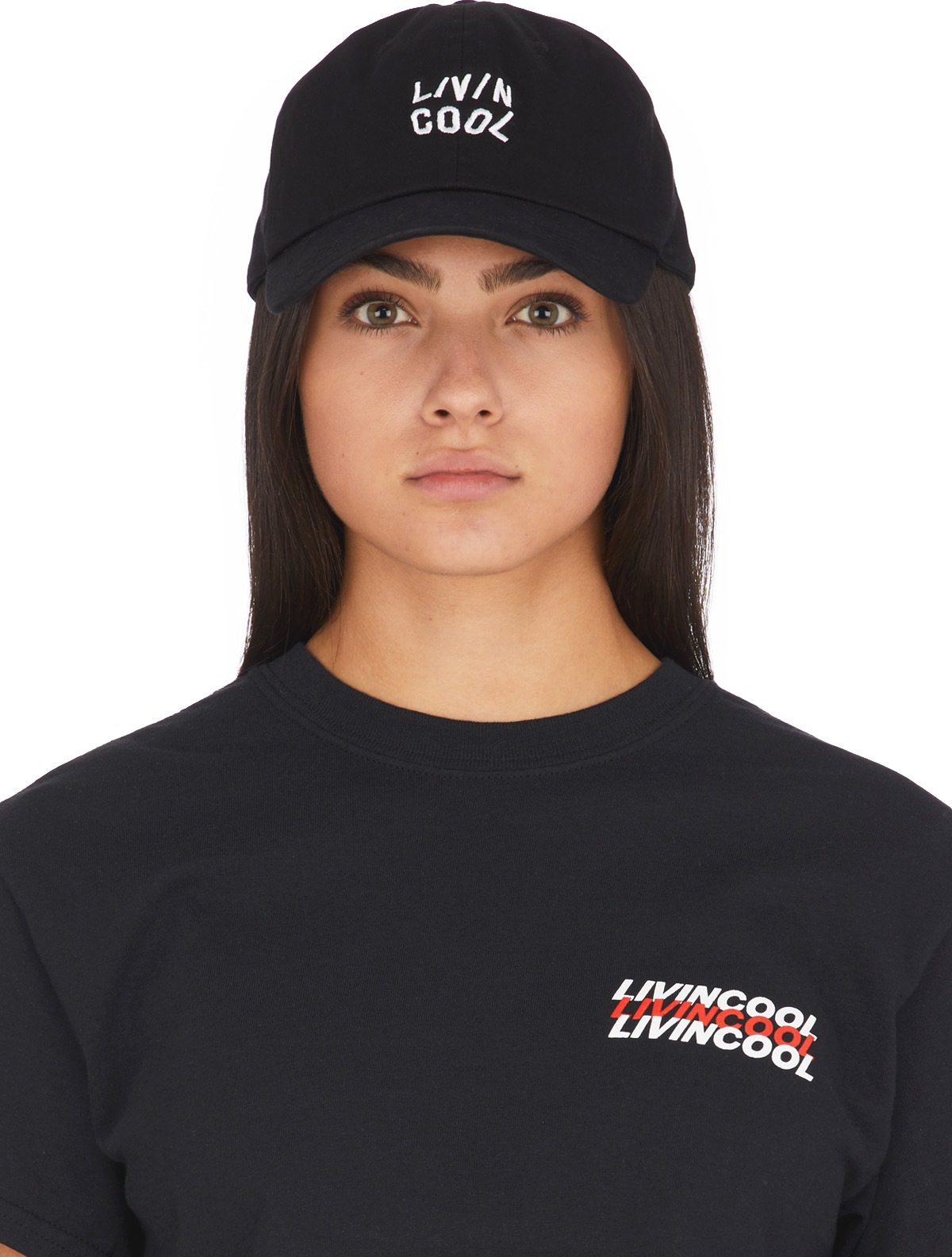 LIVINCOOL: Black Wavy Logo Cap - 1