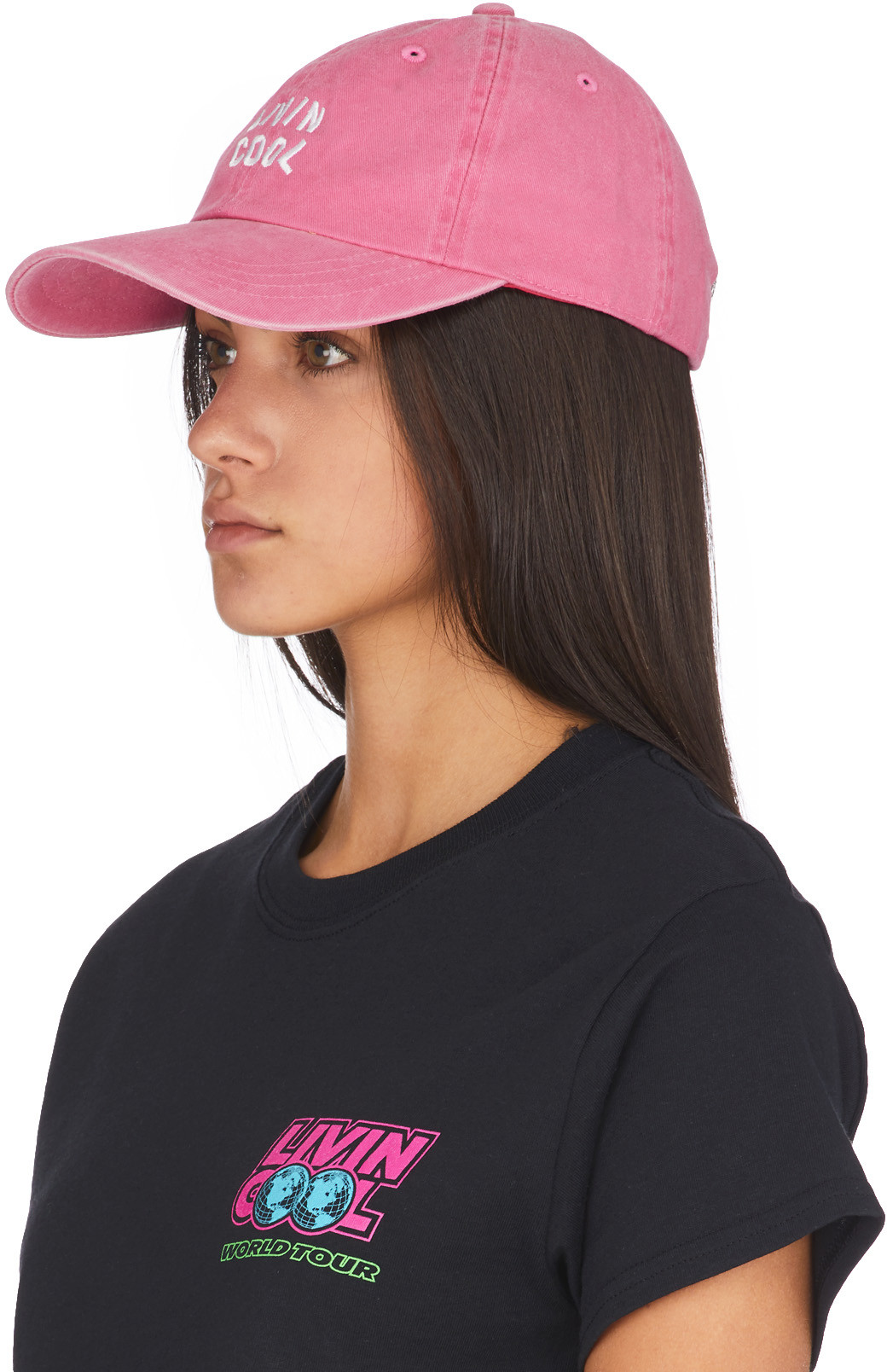LIVINCOOL: Rose Casquette Délavée à Logo Ondulé Rose - 2