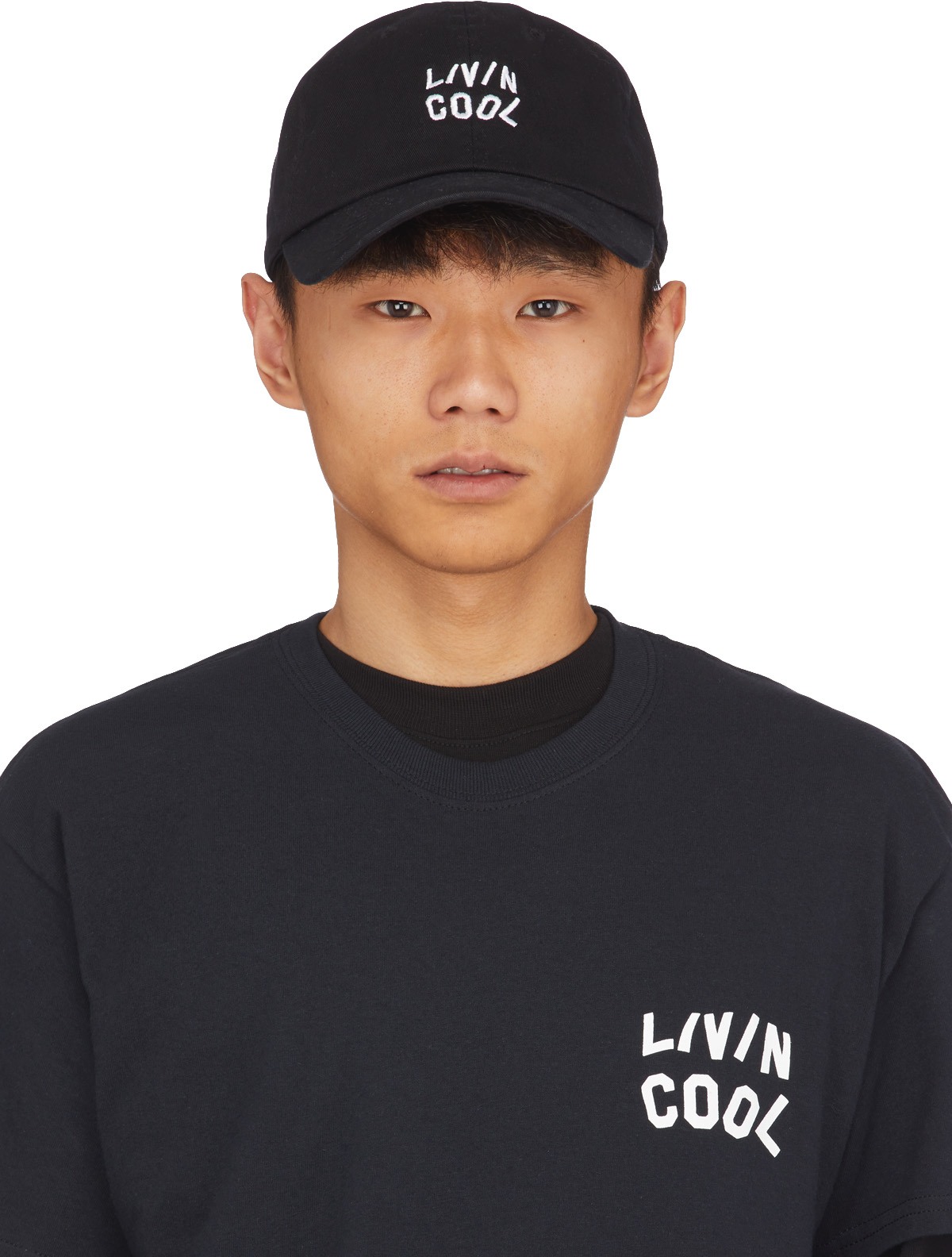 LIVINCOOL: Black Wavy Logo Cap - 1