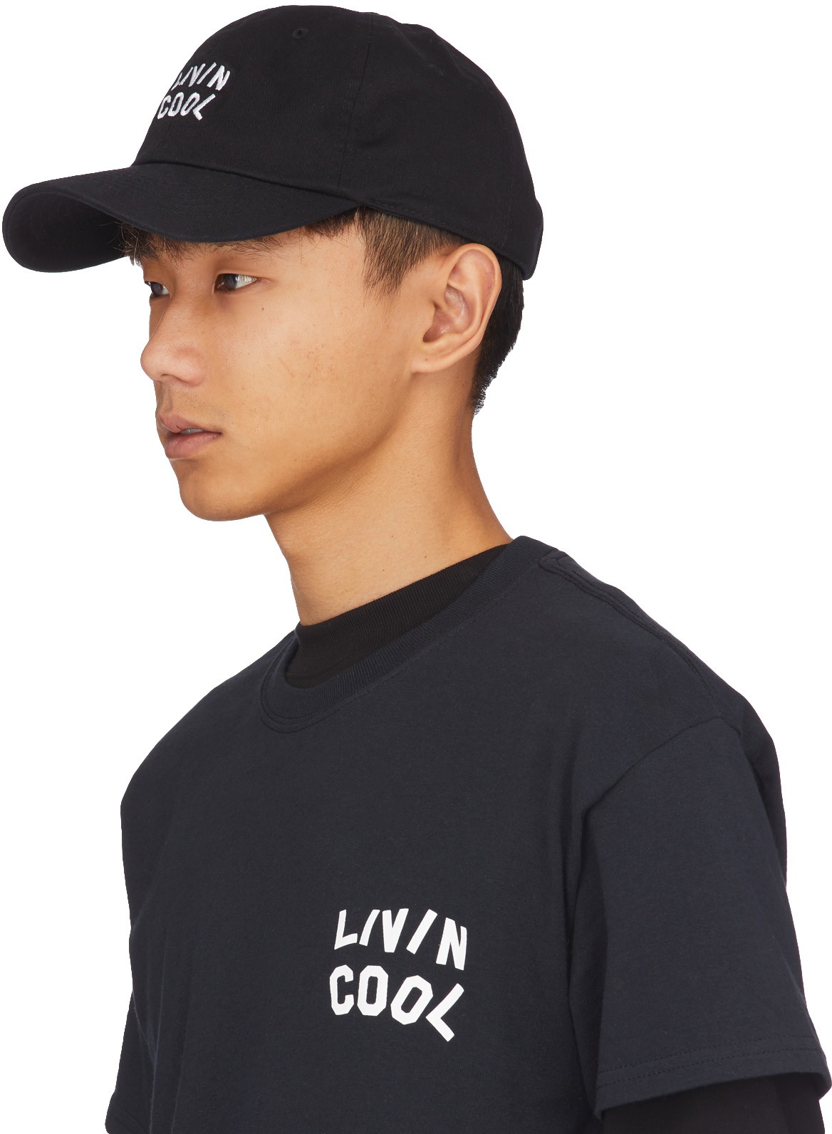 LIVINCOOL: Black Wavy Logo Cap - 2