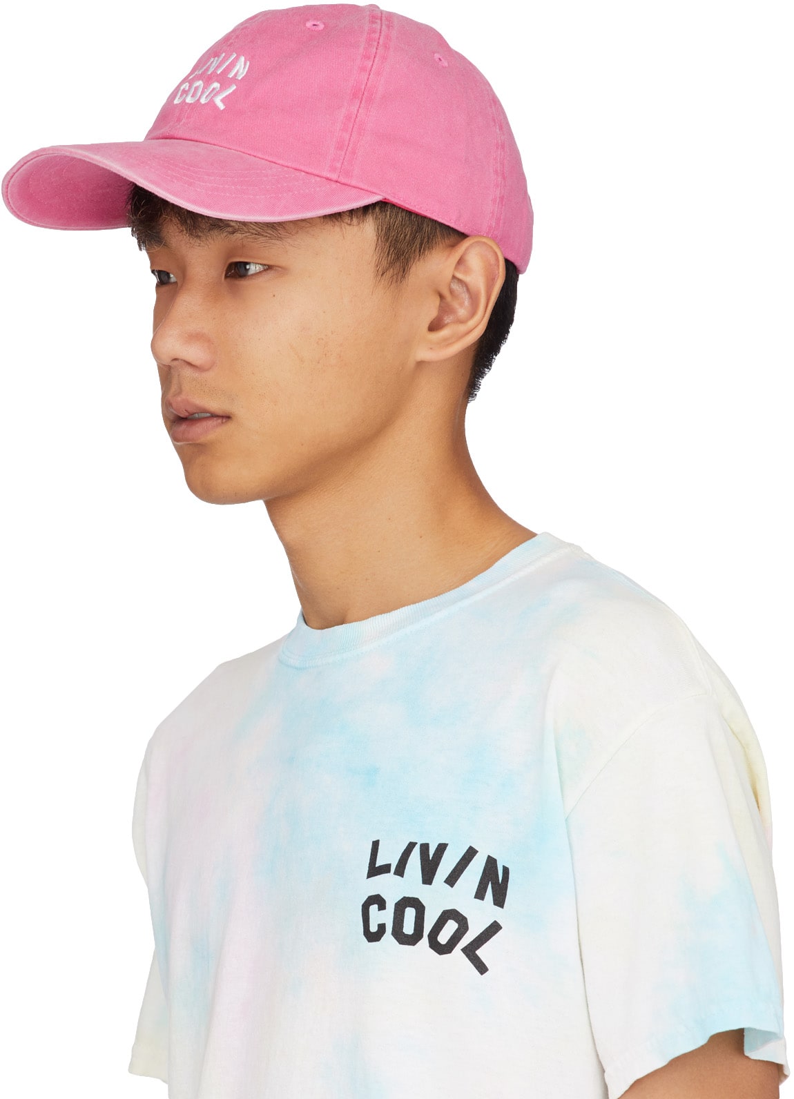 LIVINCOOL: Pink Washed Wavy Logo Cap - 2