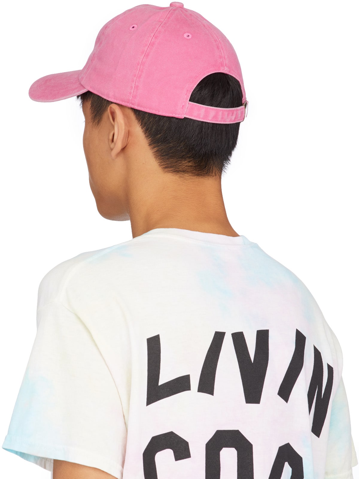 LIVINCOOL: Pink Washed Wavy Logo Cap - 3