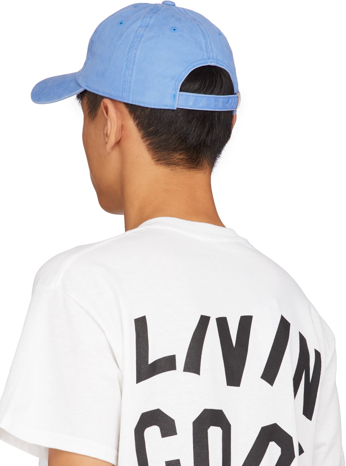 LIVINCOOL: Blue Washed Wavy Logo Cap - 3