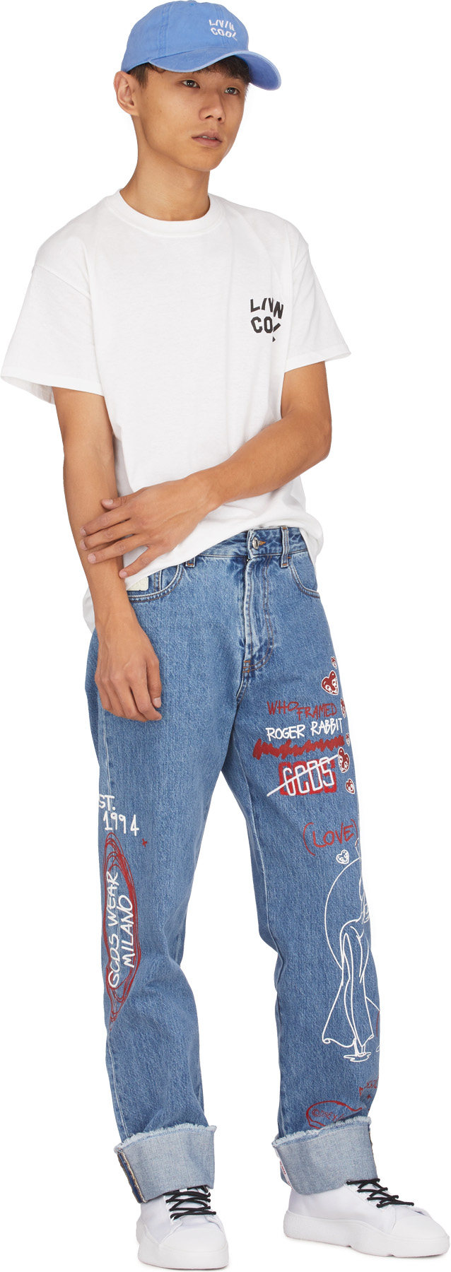 LIVINCOOL: Bleu Casquette Délavée à Logo Ondulé Bleu - 4