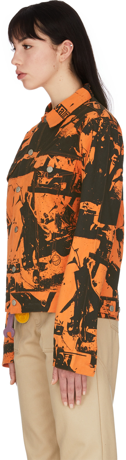 Malice Studios: Orange Hard Luck Denim Jacket Orange - 2