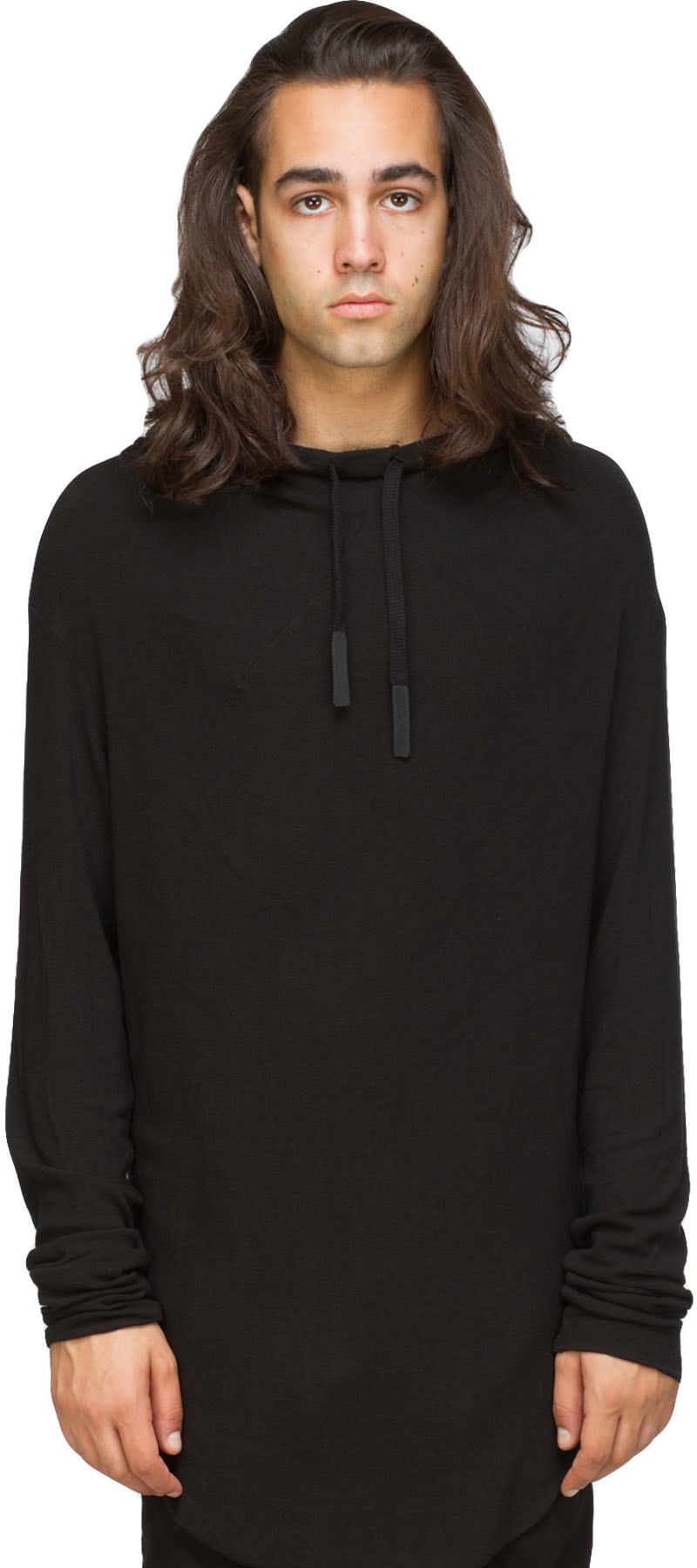 Lost & Found: Black Hooded Long Sleeve Top - 1