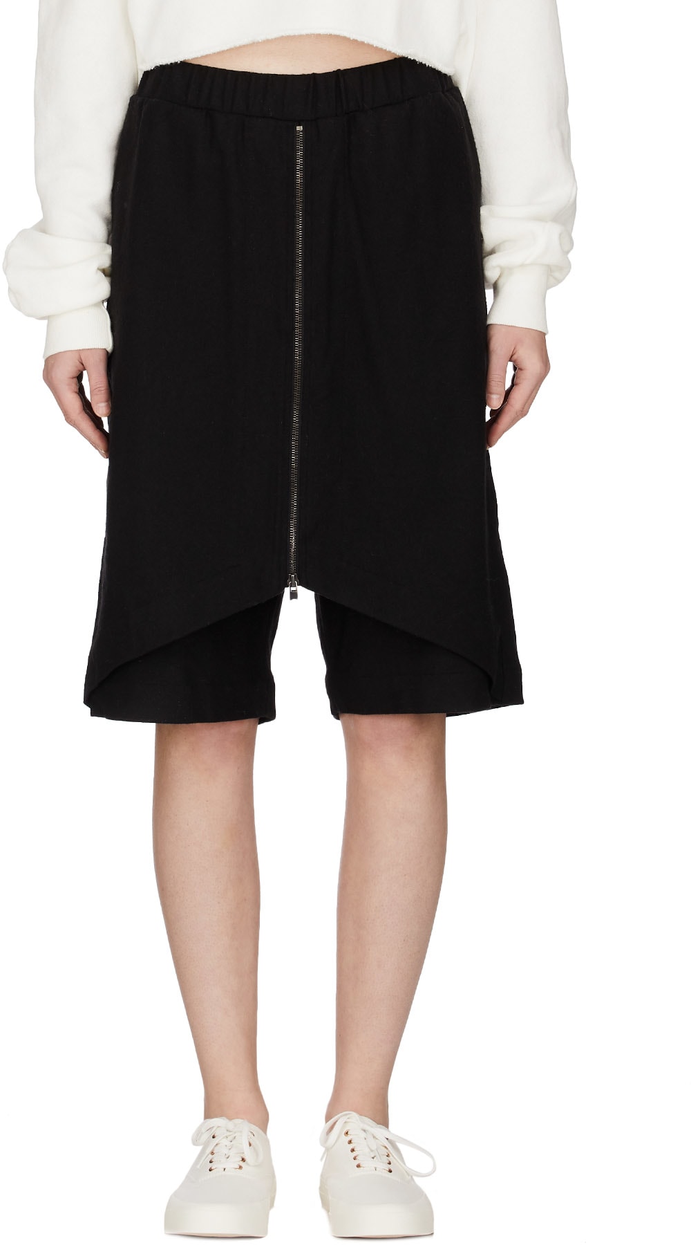 Lost & Found: Black Zip Front Shorts - 1