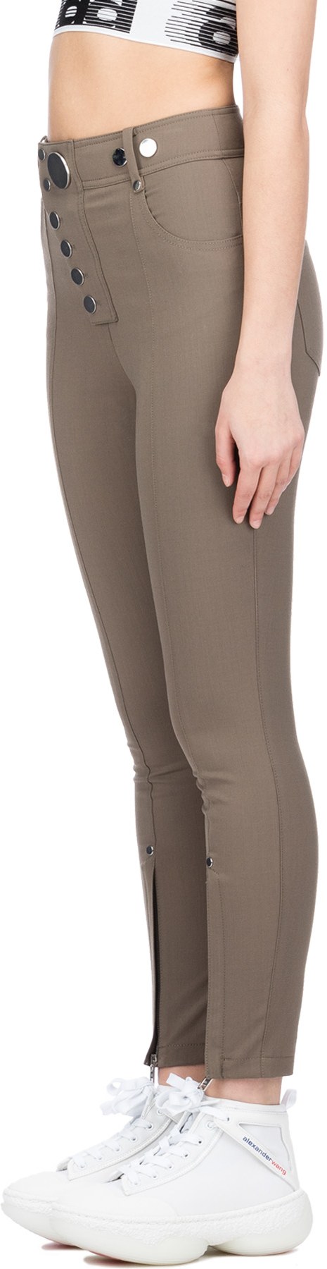 Alexander Wang: Green High Waisted Snap Leggings - 2