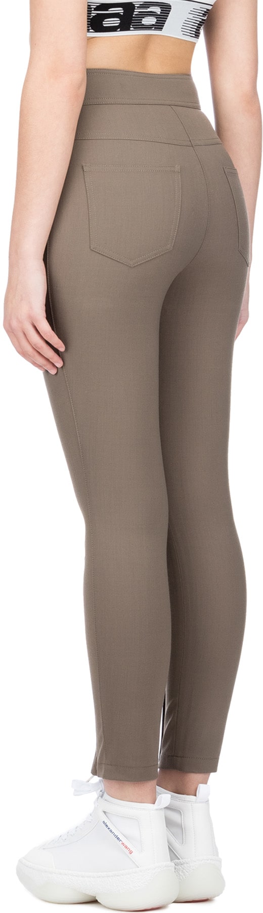 Alexander Wang: Green High Waisted Snap Leggings - 3