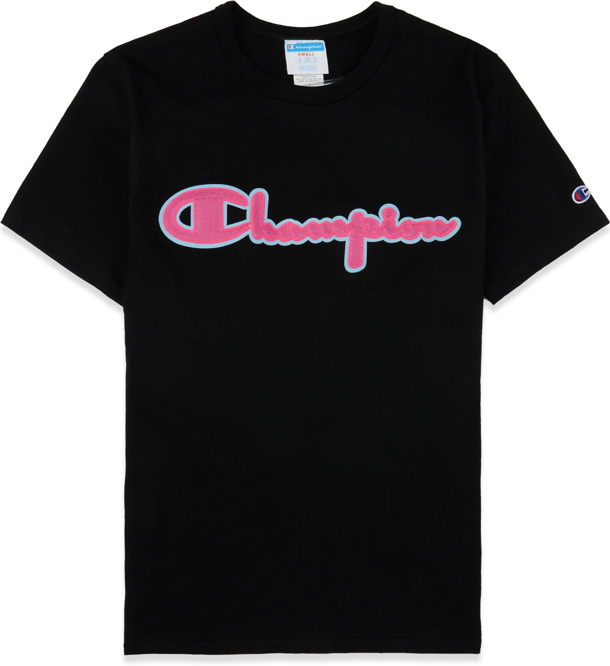 Champion: Black Heritage Chainstitch Script T-Shirt - 1