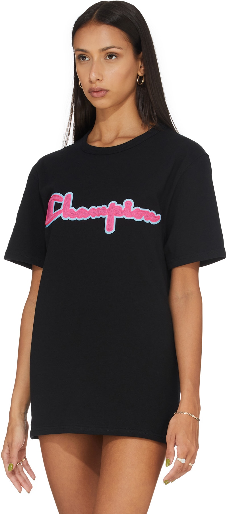 Champion: Black Heritage Chainstitch Script T-Shirt - 3