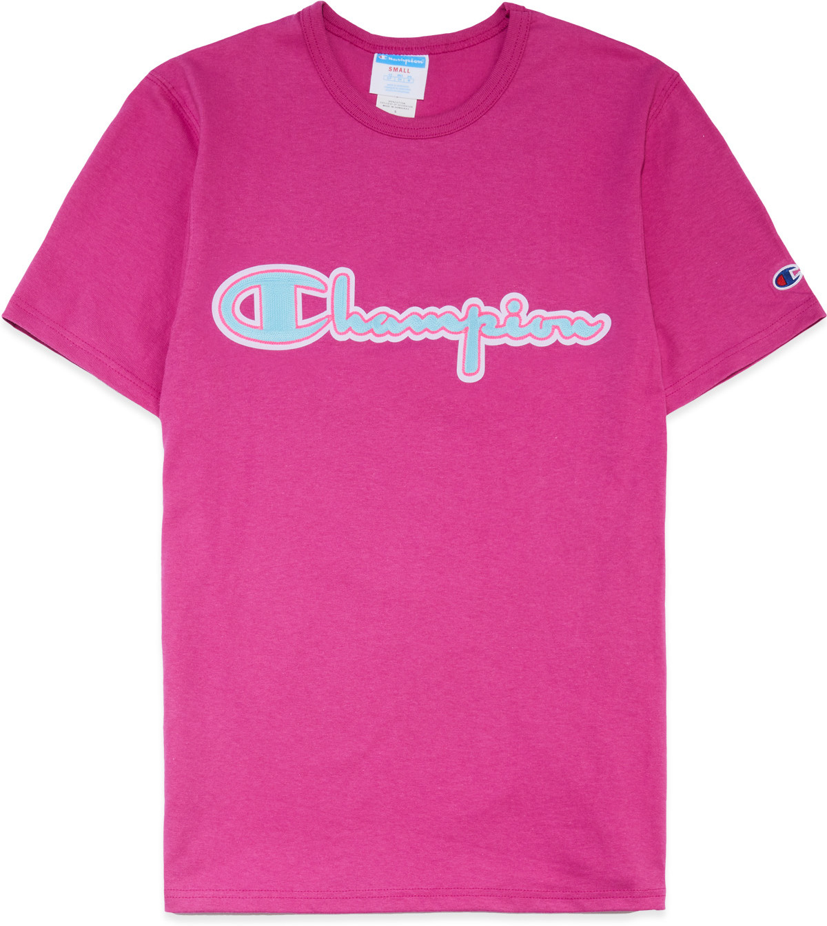 Champion: Pink Heritage Chainstitch Script T-Shirt - 1
