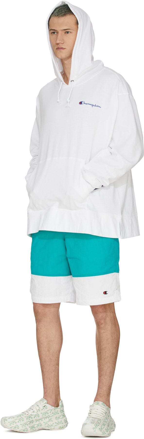 Champion: Blanc Veste à Capuche à Logo Script Blanc - 4