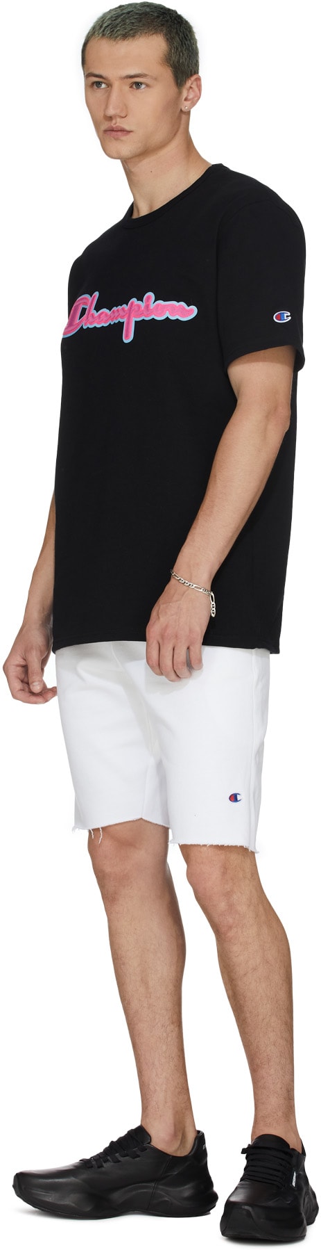 Champion: Black Heritage Chainstitch Script T-Shirt - 4