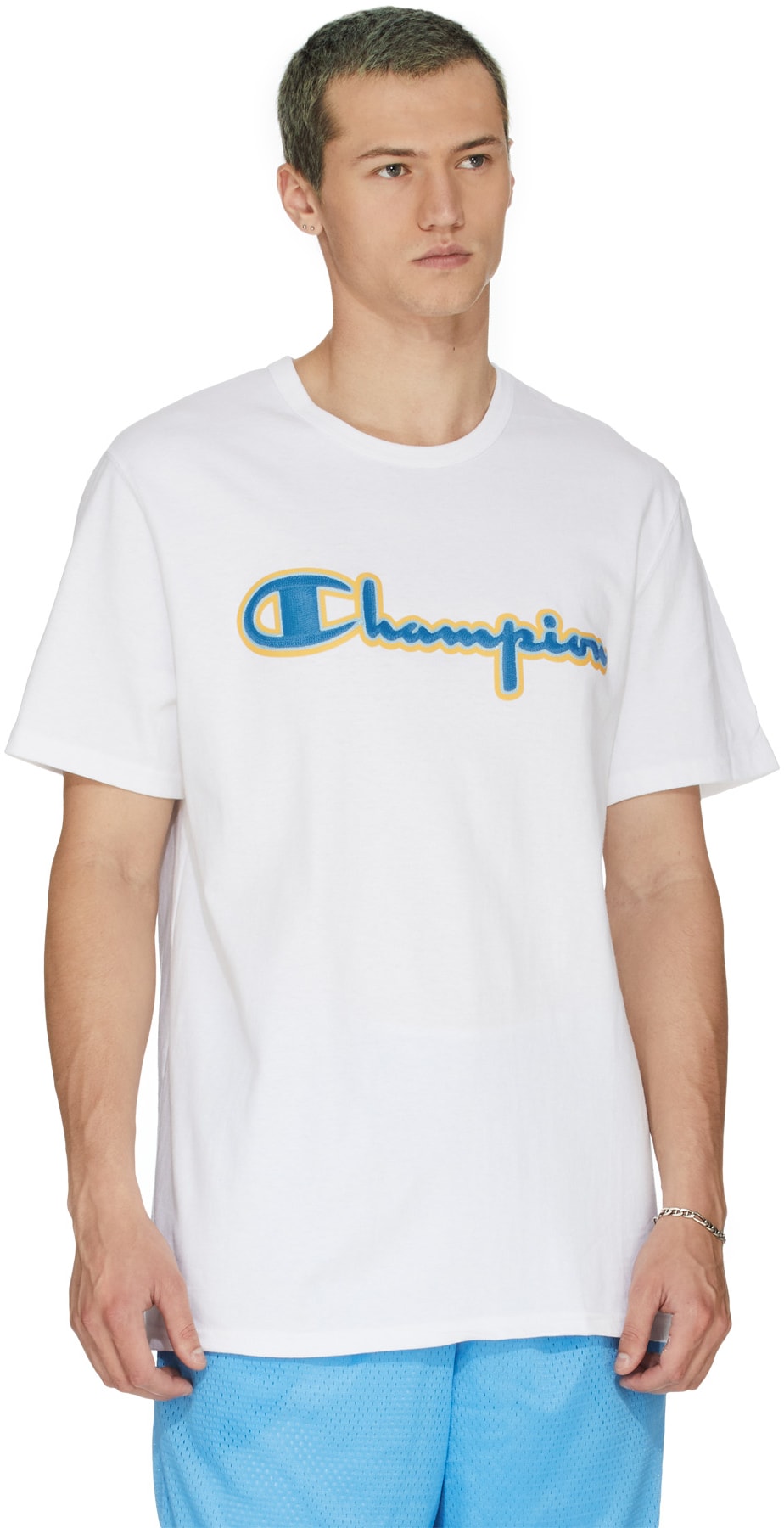 Champion: White Heritage Chainstitch Script T-Shirt - 3