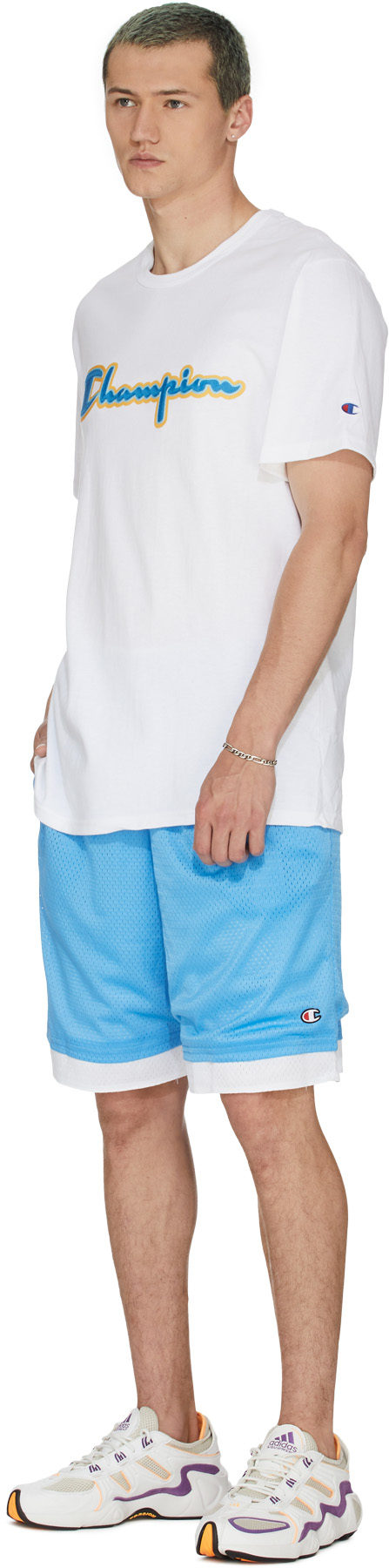 Champion: White Heritage Chainstitch Script T-Shirt - 4