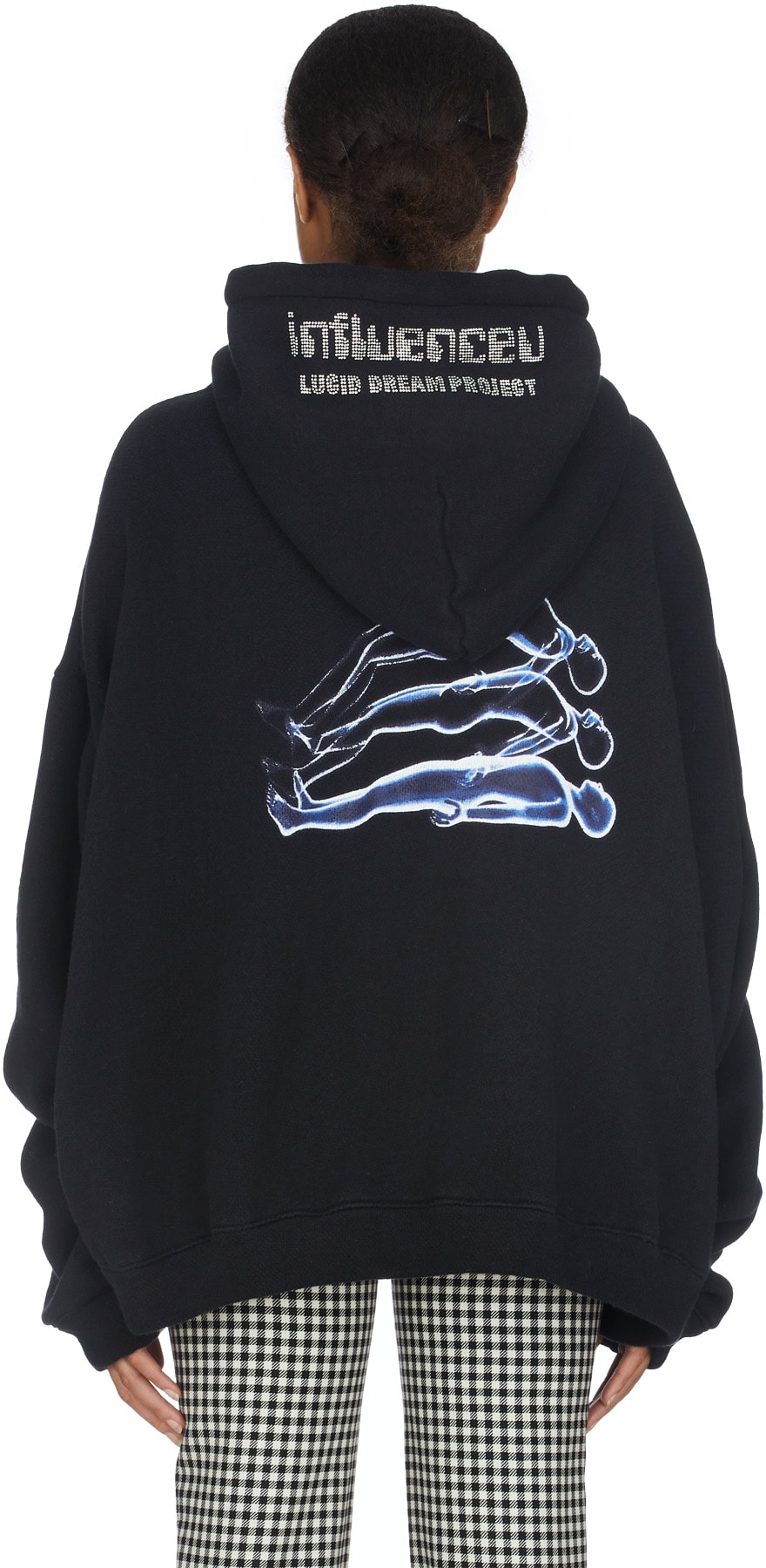 influenceu: Black Lucid Dreams Oversized Crystal Hoodie - 3