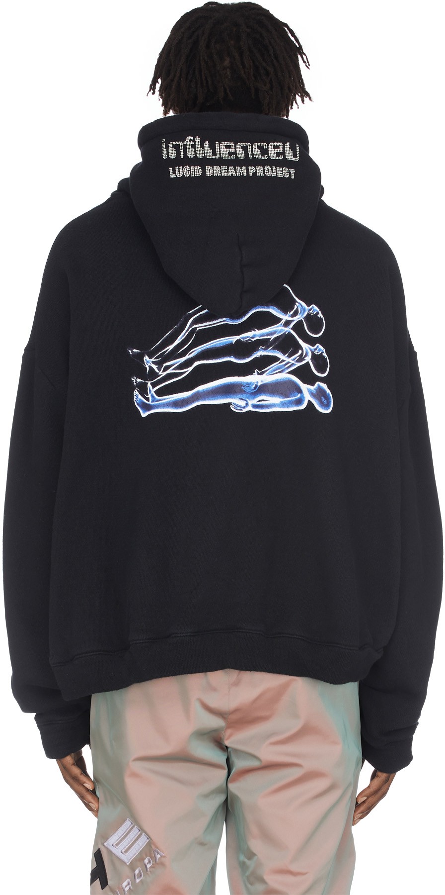 influenceu: Black Lucid Dreams Oversized Crystal Hoodie - 3