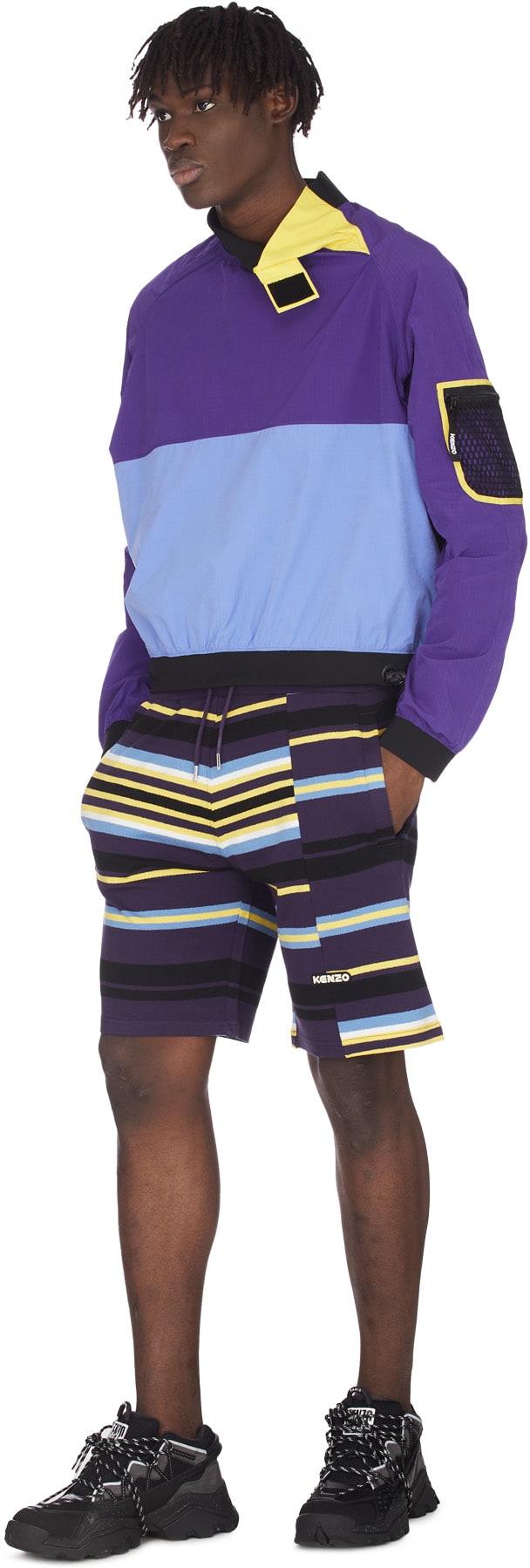 Kenzo: Purple Colorblock Pullover Sweater - 4