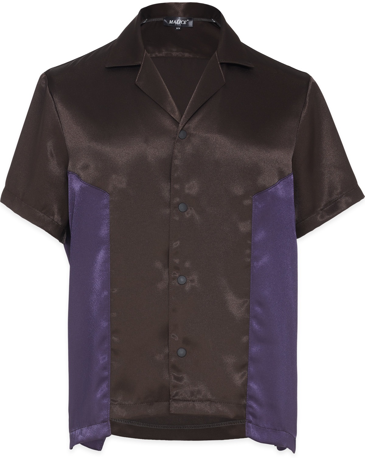 Malice Studios: Brown Satin Paradise Button Up Shirt - 1