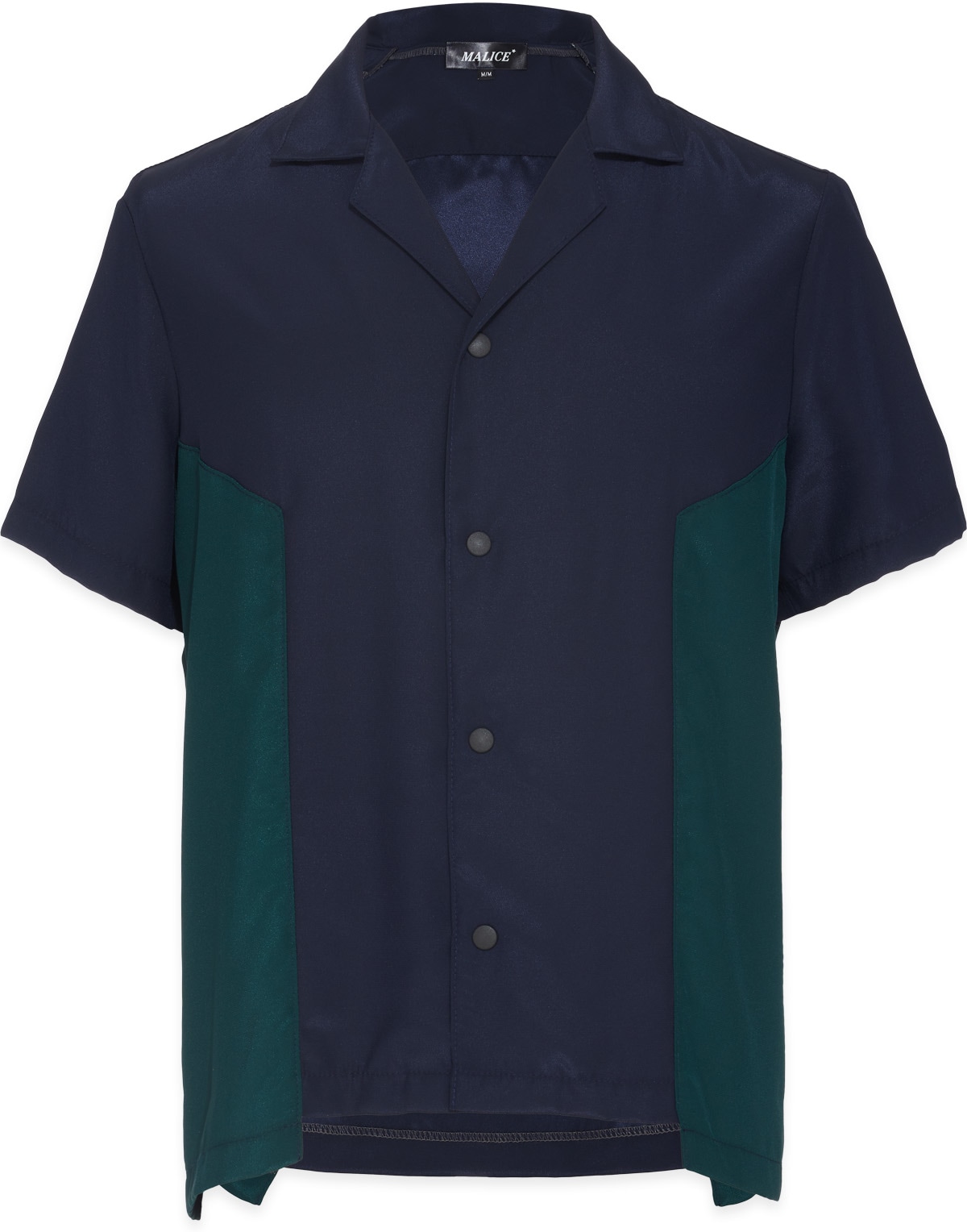 Malice Studios: Blue Satin Paradise Button Up Shirt - 1