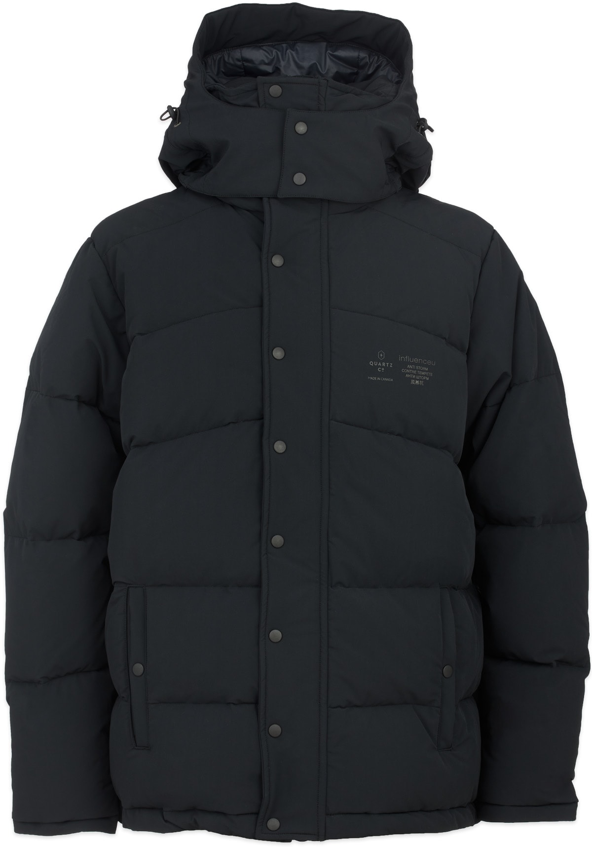 Quartz x influenceu: Black Quartz x influenceu Super Puffer Jacket - 1