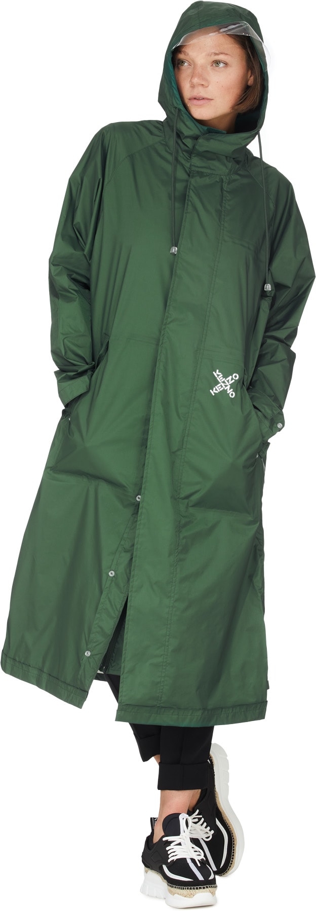 Kenzo: Green Kenzo Sport 'Little X' Logo Parker Scooter Jacket - 5
