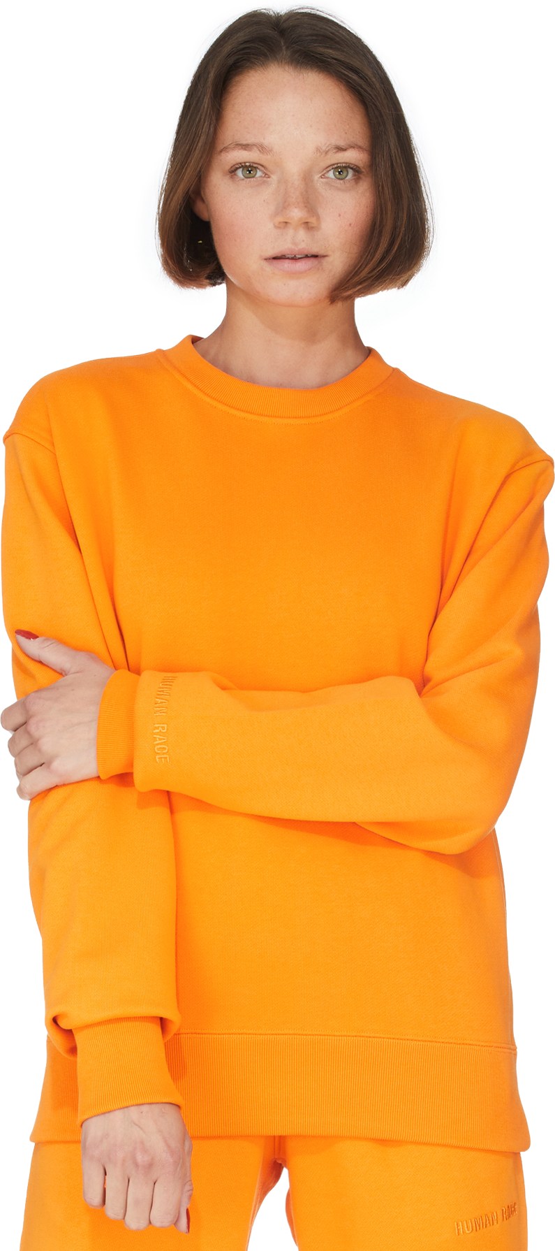 adidas Originals x Pharrell Williams: Orange Pharrell Williams Basics Crew Sweater - 3